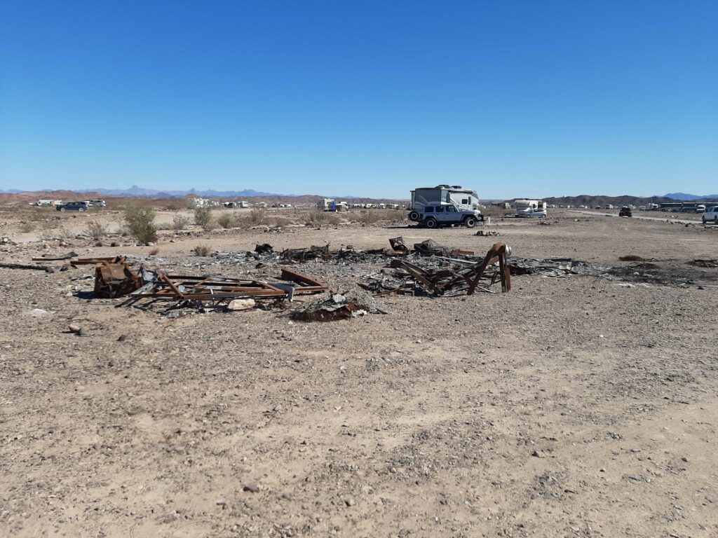 Burned remains of an RV